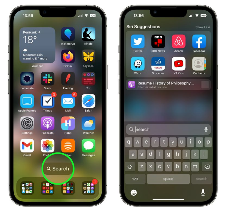 城区苹果手机维修分享升级到 iOS 16 后，如何删除主屏幕上的搜索按钮 
